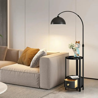 Multifunctional White Dome Floor Lamp with Side Table Zawala Image - 9