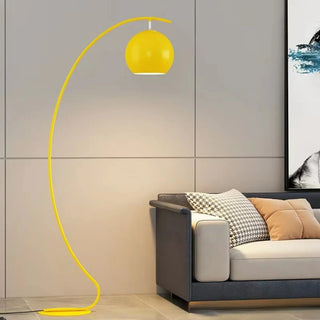 Yellow Arched Modern Globe Metal LED Floor Lamp Zawala Image - 2