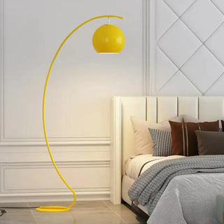Yellow Arched Modern Globe Metal LED Floor Lamp Zawala Image - 6