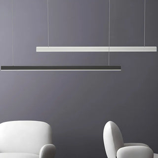 Minimalist Linear Metal Black Large Island Chandelier Image - 1