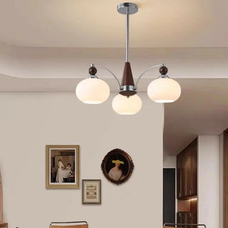 ZOWALA - Round White Glass Chrome Branch Living Room Chandelier Image - 1
