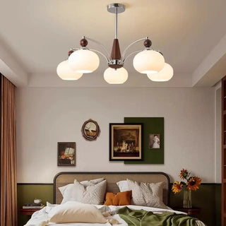 ZOWALA - Round White Glass Chrome Branch Living Room Chandelier Image - 2