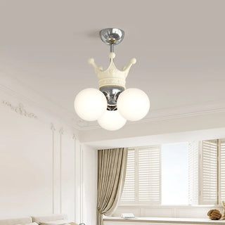 ZOWALA - 3-Light Ball Crown Beige Resin Small Kids Room Chandelier Image - 1