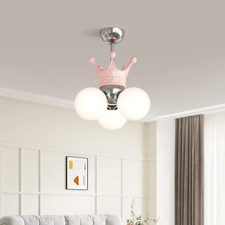 ZOWALA - 3-Light Ball Crown Beige Resin Small Kids Room Chandelier Image - 2