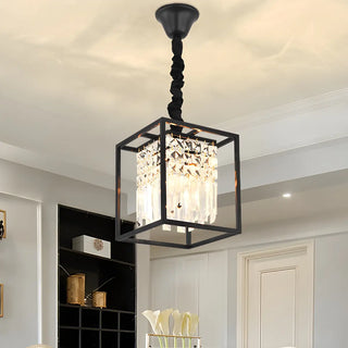ZOWALA - Small Crystal Black Cube Chandelier Image - 2