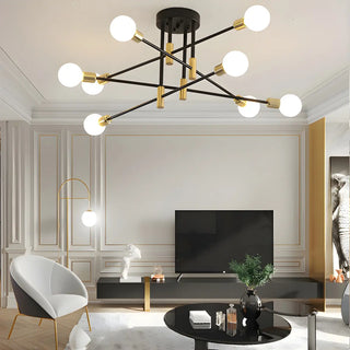 ZOWALA - Sputnik Black Gold Suspension Orb Chandelier Image - 1