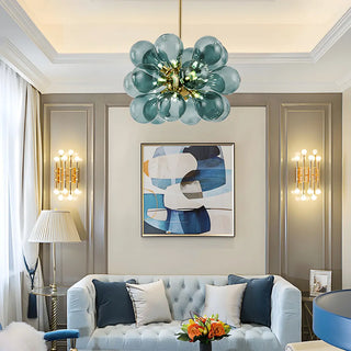 ZOWALA - Sputnik Blue Glass Bubble Chandelier Image - 2