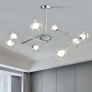 Clear Glass Ball Large Silver Living Room Sputnik Chandelier Image - 1