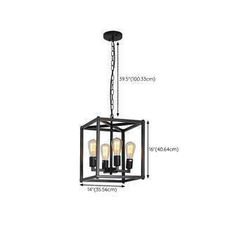 ZOWALA - Square Industrial 4-Light Suspension Chandelier #size