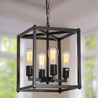 ZOWALA - Square Industrial 4-Light Suspension Chandelier Image - 3