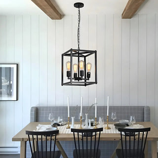 ZOWALA - Square Industrial 4-Light Suspension Chandelier Image - 4