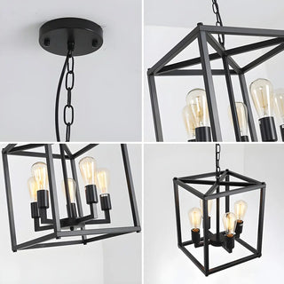 ZOWALA - Square Industrial 4-Light Suspension Chandelier Image - 6