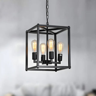 ZOWALA - Square Industrial 4-Light Suspension Chandelier Image - 9