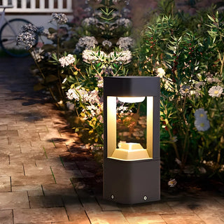 Stylish Black Hollow Geometric LED Outdoor Path Lamp Zawala Image - 2