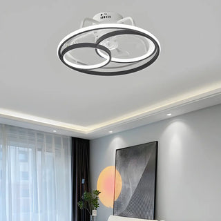 ZOWALA - Stylish Black Multi-Ring Ceiling Fan Light Image - 1