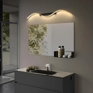 Gold Stylish LED Wave Metal Mirror LED Vanity Light Zawala Image - 1