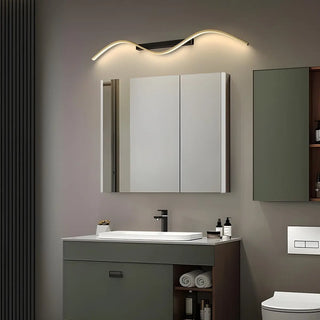 Gold Stylish LED Wave Metal Mirror LED Vanity Light Zawala Image - 3
