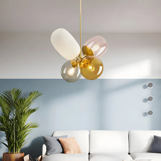 ZOWALA - Glass Multi-Color Living Room 4-Light Bubble Chandelier Image - 1