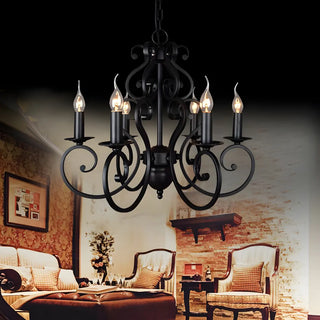ZOWALA - Traditional Black Iron Candelabra Chandelier Image - 2