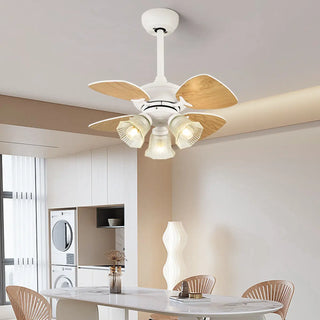 ZOWALA - Traditional Brown Black Flower Ceiling Fan Light Image - 2