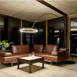 Trendy Modern Gold Circle and Arc Metal Floor Lamp Zawala Image - 1