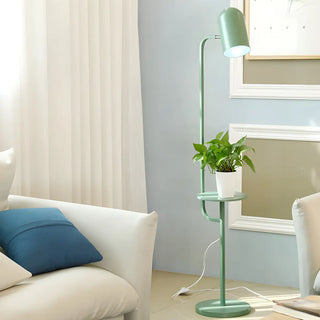 Trendy Pink Cylinder Metal Floor Lamp with Shelf Zawala Image - 1