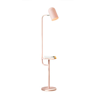 Trendy Pink Cylinder Metal Floor Lamp with Shelf Zawala Image - 11
