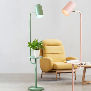 Trendy Pink Cylinder Metal Floor Lamp with Shelf Zawala Image - 4