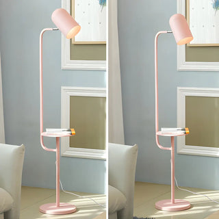 Trendy Pink Cylinder Metal Floor Lamp with Shelf Zawala Image - 5