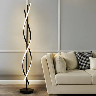 Unique Black Twisted LED Modern Metal Floor Lamp Zawala Image - 1