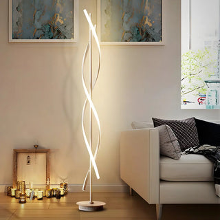 Unique Black Twisted LED Modern Metal Floor Lamp Zawala Image - 2