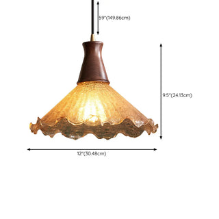 ZOWALA - Vintage Cone Crackle Glass Mini Amber Indoor Pendant Light #size