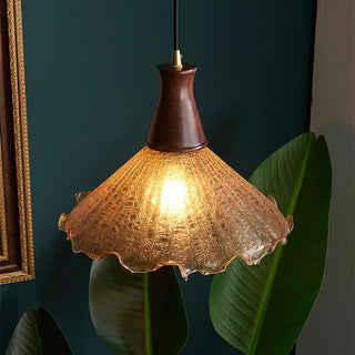 ZOWALA - Vintage Cone Crackle Glass Mini Amber Indoor Pendant Light Image - 4