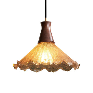 ZOWALA - Vintage Cone Crackle Glass Mini Amber Indoor Pendant Light Image - 5