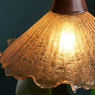 ZOWALA - Vintage Cone Crackle Glass Mini Amber Indoor Pendant Light Image - 8