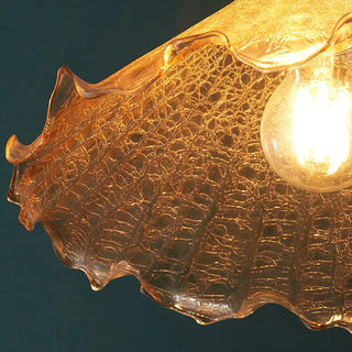 ZOWALA - Vintage Cone Crackle Glass Mini Amber Indoor Pendant Light Image - 9