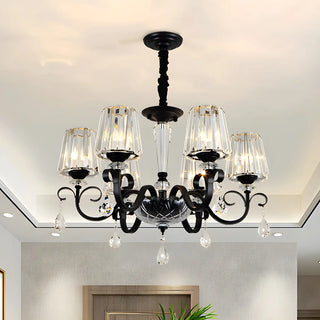 ZOWALA - Classic Black Drum Prismatic Clear Crystal Chandelier Image - 1