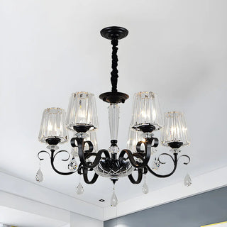 ZOWALA - Classic Black Drum Prismatic Clear Crystal Chandelier Image - 3