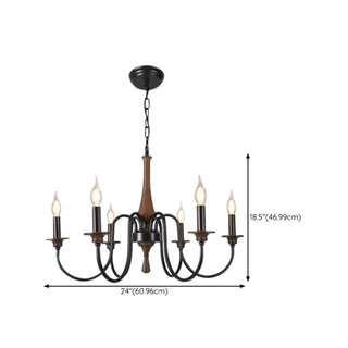 ZOWALA - Vintage Arm Candelabra Dining Room Black Large Chandelier Image - 12