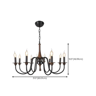 ZOWALA - Vintage Arm Candelabra Dining Room Black Large Chandelier Image - 14