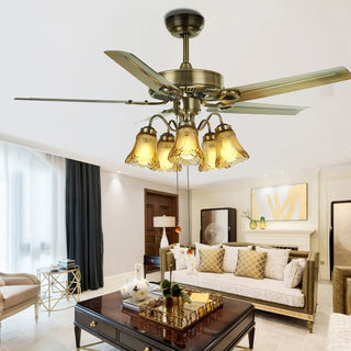 ZOWALA - Vintage Floral 5-Blade Chandelier Ceiling Fan Light  Image - 1