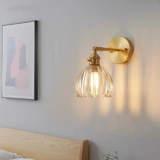 Vintage Fluted Glass Brass Geometric Wall Sconce Zawala Image - 1
