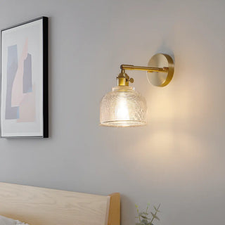 Vintage Fluted Glass Brass Geometric Wall Sconce Zawala Image - 2