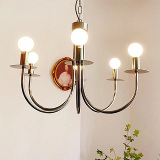 ZOWALA - Vintage Curve Arm Metal Large Indoor Nickel Chandelier Image - 1