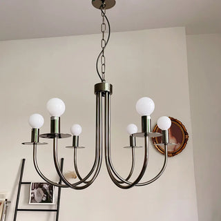 ZOWALA - Vintage Curve Arm Metal Large Indoor Nickel Chandelier Image - 2