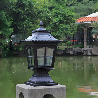 Vintage Chic Solar Lantern Black Aluminum Outdoor Lamp Zawala Image - 2