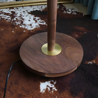 Vintage Walnut Metal Floor Lamp with Pleated Shade Zawala Image - 7