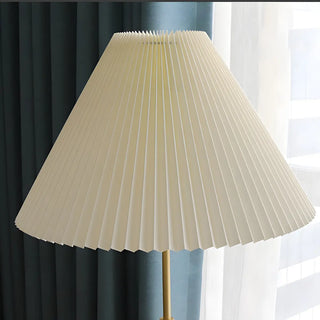 Vintage Walnut Metal Floor Lamp with Pleated Shade Zawala Image - 6