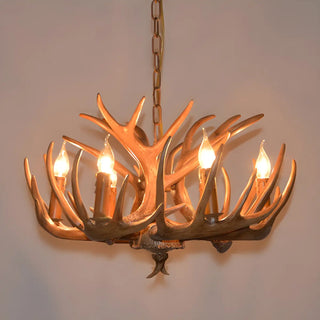 ZOWALA - White Antler Candle Metal Living Room Farmhouse Chandelier Image - 1