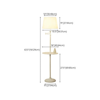 Adjustable White Cylinder Floor Lamp with Side Table Zawala #size